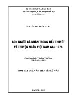 tóm tắt luận án tiên sĩ con người cá nhân trong tiểu thuyết và truyện ngắn việt nam sau 1975