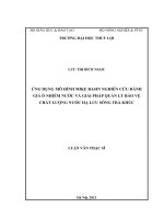 ứng dụng mô hình mike basin nghiên cứu đánh giá ô nhiễm nước và giải pháp quản lý bảo vệ chất lượng nước hạ lưu sông trà khúc