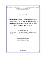 nghiên cứu lập quy trình vận hành hệ thống thủy lợi thuộc dự án gò công tiền giang để thích ứng với nước biên dâng do biến đổi khí hậu