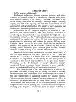 quản lý nhà nước ở cấp huyện đối với giáo dục mầm non, tiểu học và trung học cơ sở vùng đồng bằng sông cửu long bản tóm tắt tiếng anh