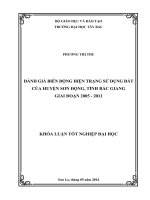 đánh giá biến động hiện trạng sử dụng đất của huyện sơn động, tỉnh bắc giang giai đoạn 2005 - 2011