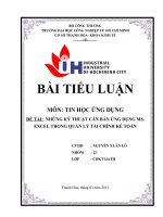 NHỮNG kỹ THUẬT căn bản ỨNG DỤNG MS  EXCEL TRONG QUẢN lý tài CHÍNH kế TOÁN