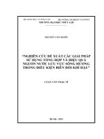 nghiên cứu đề xuất các giải pháp sử dụng tổng hợp và hiệu quả nguồn nước lưu vực sông hương trong điều kiện biến đổi khí hậu