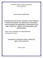 tích hợp các mô hình thao tác động với môi trường dạy học toán điện tử nhằm nâng cao khả năng khám phá kiến thức mới của học sinh bản tóm tắt tiếng anh