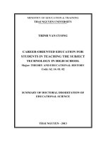 tóm tắt luận án tiêng anh giáo dục hướng nghiệp cho học sinh trong dạy học môn công nghệ ở trường trung học phổ thông