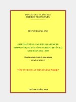 tóm tắt luận án tiên sĩ giải pháp nâng cao hiệu quả kinh tế trong sử dụng đất nông nghiệp tại tỉnh yên bái giai đoạn 2012 – 2020