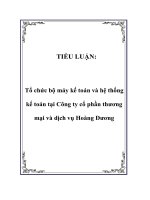 Tổ chức bộ máy kế toán và hệ thống kế toán ở Công ty Cổ phần thương mại và dịch vụ Hoàng Dương