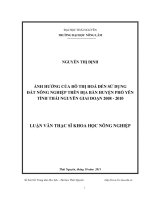 ảnh hưởng của đô thị hóa đến sử dụng đất nông nghiệp trên địa bàn huyện phổ yên - tỉnh thái nguyên giai đoạn 2008 - 2010