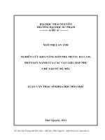 nghiên cứu khả năng hấp phụ metyl da cam, metylen xanh của các vật liệu hấp phụ chế tạo từ bã mía