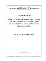 Thực trạng và một số giải pháp chủ yếu thu hút vốn đầu tư nước ngoài cho phát triển nông nghiệp, nông thôn ở tỉnh thái nguyên