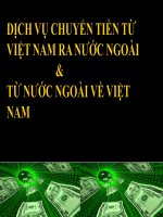 DỊCH VỤ CHUYỂN TIỀN TỪ VIỆT NAM RA NƯỚC NGOÀI TỪ NƯỚC NGOÀI VỀ VIỆT NAM