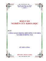 Luận văn đông phương học công giáo trong đời sống văn hóa xã hội ở đồng nai