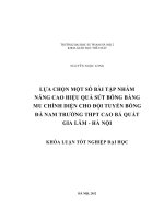 Lựa chọn một số bài tập nhằm nâng cao hiệu quả sút bóng bằng mu chính diện cho đội tuyển bóng đá nam trường THPT Cao Bá Quát Gia Lâm, Hà Nội