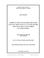 nghiên cứu khả năng hấp phụ một số kim loại nặng trong môi trường nước bằng vật liệu hấp phụ chế tạo từ rơm và thử nghiệm xử lí môi trường