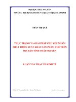 thực trạng và giải pháp chủ yếu nhằm phát triển xuất khẩu sản phẩm chè trên địa bàn tỉnh thái nguyên
