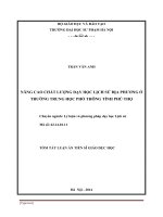 nâng cao chất lượng dạy học lịch sử địa phương ở trường trung học phổ thông tỉnh phú thọ