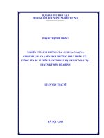 Nghiên cứu ảnh hưởng của auxin (NAA) và gibberellin (GA3) đến sinh trưởng phát triển của giống lúa BC 15 trên hai nền phân đạm khác nhau tại huyện kỳ sơn hòa bình