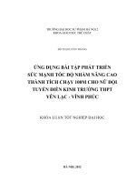 Ứng dụng bài tập phát triển sức mạnh tốc độ nhằm nâng cao thành tích chạy 100m cho nữ đội tuyển điền kinh trường THPT Yên Lạc, Vĩnh Phúc