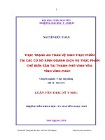 thực trạng an toàn vệ sinh thực phẩm tại các cơ sở kinh doanh dịch vụ thực phẩm chế biến sẵn tại thành phố vĩnh yên, tỉnh vĩnh phúc năm 2010