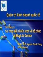 quản trị kinh doanh quốc tế, bài tập sự thay đổi chiến lược và tổ chức ở black & decker