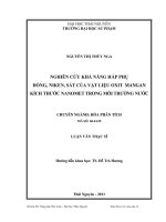 nghiên cứu khả năng hấp phụ đồng, niken, sắt của vật liệu oxit mangan kính thước nanomet trong môi trường nước