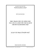 thực trạng viết câu tiếng việt mắc lỗi của sinh viên trung quốc chuyên ngành tiếng việt