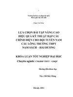 Lựa chọn một số bài tập nâng cao hiệu quả kỹ thuật đập cầu chính diện cho đội tuyển nam cầu lông trường THPT Nam Sách, Hải Dương