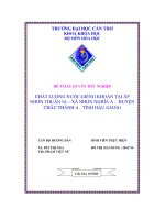 Chất lượng nước giếng khoan tại ấp nhơn thuận 1a   xã nhơn nghĩa a   huyện châu thành a   tỉnh hậu giang