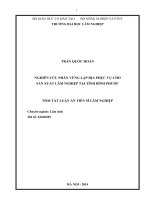 tóm tắt luận án nghiên cứu phân vùng lập địa phục vụ cho sản xuất lâm nghiệp tại tỉnh bình phước