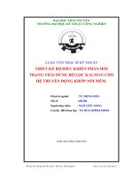 thiết kế bộ điều khiển phản hồi trạng thái dùng bộ lọc kalman cho hệ truyền khớp nối mềm