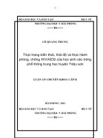 thực trạng và các yếu tố liên quan đến kiến thức, thái độ, thực hành phòng, chống hivaids của học sinh thpt huyện triệu sơn, tỉnh thanh hóa năm 2010