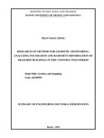 RESEARCH ON METHOD FOR GEODETIC MONITORING, ANALYZING FOUNDATION AND BASEMENT DEFORMATION OF HIGH RISE BUILDINGS IN THE CONSTRUCTION PERIOD