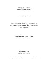 tiềm năng, hiện trạng và định hướng phát triển công nghiệp tỉnh thái nguyên đến năm 2020