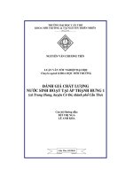 Đánh giá chất lượng nước sinh hoạt tại ấp thạnh hưng 1 (xã trung hưng, huyện cờ đỏ, thành phố cần thơ
