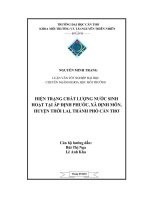 Hiện trạng chất lượng nước sinh hoạt tại ấp định phước, xã định môn, huyện thới lai, thành phố cần thơ