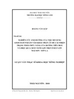 nghiên cứu ảnh hưởng của việc bổ sung sodium butyrate vào khẩu phần ăn để cải thiện trạng thái chức năng của đường tiêu hoá và hiệu quả chăn nuôi lợn