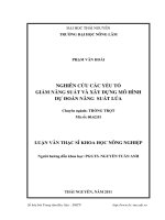 nghiên cứu các yếu tố giảm năng suất và xây dựng mô hình dự đoán năng suất lúa