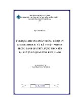 Ứng dụng phương pháp thống kê địa lý (geostatistics) và kỹ thuật nội suy trong đánh giá trữ lượng than bùn tại huyện gò quao, tỉnh kiên giang
