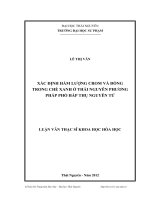 xác định hàm lượng crom và đồng trong chè xanh ở thái nguyên bằng phương pháp phổ hấp thụ nguyên tử