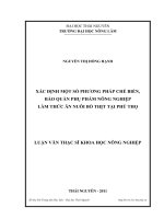 xác định một số phương pháp chế biến, bảo quản phụ phẩm nông nghiệp làm thức ăn nuôi bò thịt tại phú thọ