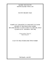 nghiên cứu ảnh hưởng của phân hữu cơ vi sinh chế biến từ phụ phẩm nông nghiệp đến sinh trưởng và chất lượng của giống chè ldp2 tuổi 5 tại khải xuân - thanh ba - phú thọ