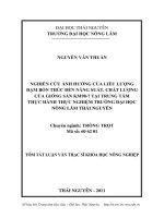 nghiên cứu ảnh hưởng của liều lượng đạm bón thúc đến năng suất, chất lượng của giống sắn km98-7 tại trung tâm thực hành thực nghiệm trường đh nông lâm thái nguyên