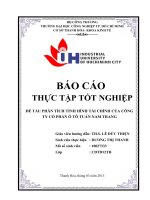 PHÂN TÍCH TÌNH HÌNH tài CHÍNH của CÔNG TY cổ PHẦN ô tô TUẤN NAM TRANG
