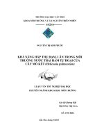 Đặc điểm quần xã phiêu sinh động vật trong ao nuôi cá sặc rằn sử dụng phân heo trực tiếp ở mỹ phụng, phong điền, TP  cần thơ