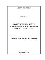 xây dựng văn hóa học tập ở trường trung học phổ thông ngọc hà tỉnh hà giang