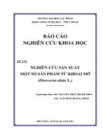 Luận văn công nghệ thực phẩm nghiên cứu sản xuất một số sản phẩm từ khoai mỡ