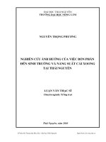 nghiên cứu ảnh hưởng của việc bón phân đến sinh trưởng và năng suất cải xoong tại thái nguyên