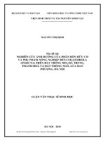 nghiên cứu ảnh hưởng của phân bón hữu cơ và phụ phẩm nông nghiệp đến collembola (insecta) trên đất trồng mía hà trung, thanh hóa và đất trồng ngô, lúa đan phượng, hà nội