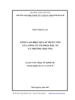 Nâng cao hiệu quả sử dụng vốn của công ty đầu tư và thương mại TNG