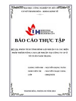 PHÂN TÍCH TÌNH HÌNH lợi NHUẬN và các BIỆN PHÁP NHẰM NÂNG CAO lợi NHUẬN tại CÔNG TY CP ô tô TUẤN NAM TRANG